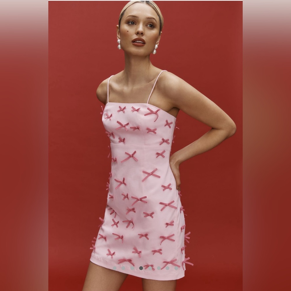 Brynne dress pink with 3D bow’s  Anthropologie - NWT